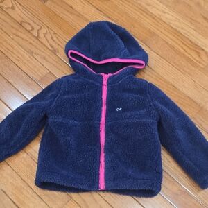 Vineyard Vines Navy Fleece Jacket with Hot Pink Trim